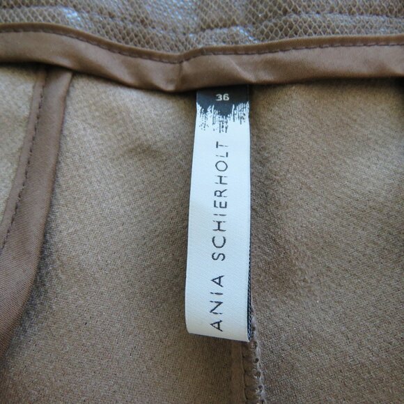ANIA SCHIERHOLT Tan Brown Faux Leather Pants - Size US 32 - Picture 13 of 14